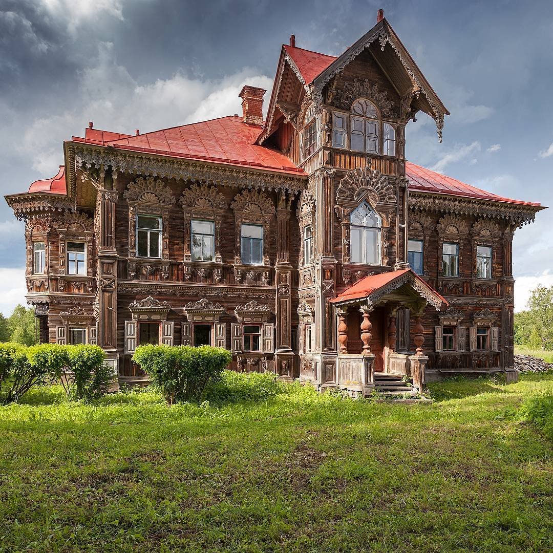 A historic wooden manor in Kostroma, Russia